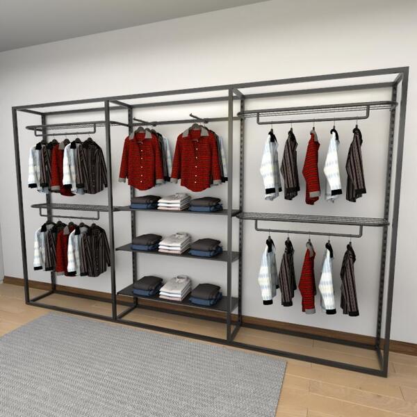 Closet Araras, Guarda Roupas Aberto Industrial Com 19 Peças P