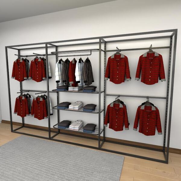 Closet Araras, Guarda Roupas Aberto Industrial Com 19 Peças P