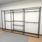 Closet Araras, Guarda Roupas Aberto Industrial Com 19 Peças P