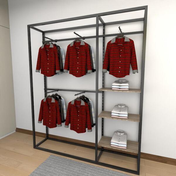 Closet Araras, Guarda Roupas Aberto Industrial Com 19 Peças P