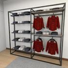 Closet Araras, Guarda Roupas Aberto Industrial Com 19 Peças P