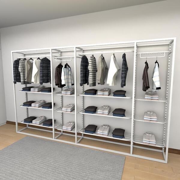 Closet Araras, Guarda Roupas Aberto Industrial Com 20 Peças B