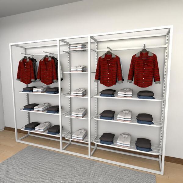 Closet Araras, Guarda Roupas Aberto Industrial Com 20 Peças B