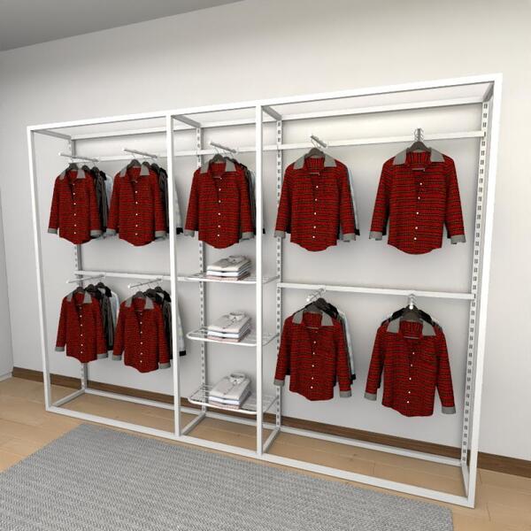 Closet Araras, Guarda Roupas Aberto Industrial Com 20 Peças B