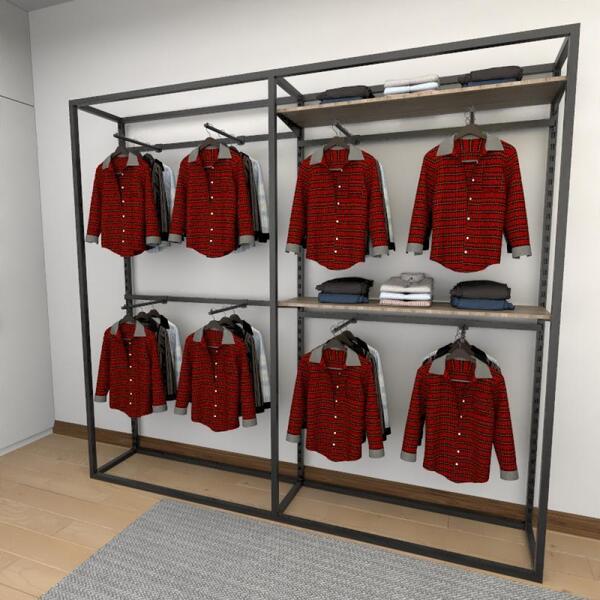 Closet Araras, Guarda Roupas Aberto Industrial Com 20 Peças P