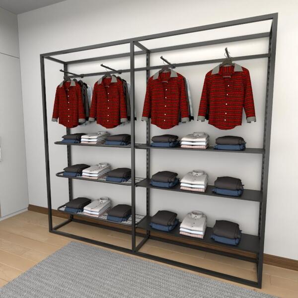 Closet Araras, Guarda Roupas Aberto Industrial Com 20 Peças P