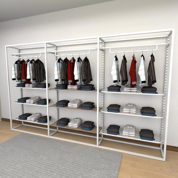 Closet Araras, Guarda Roupas Aberto Industrial Com 21 Peças B