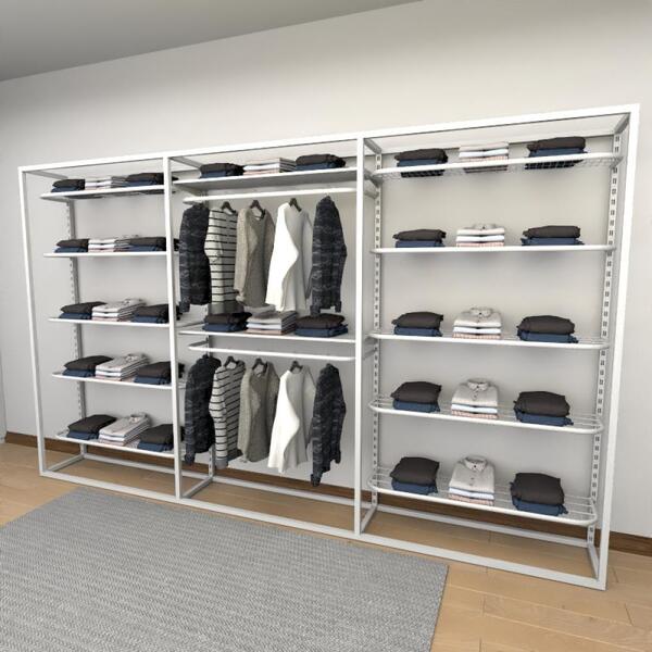 Closet Araras, Guarda Roupas Aberto Industrial Com 21 Peças B