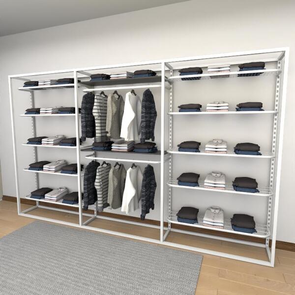 Closet Araras, Guarda Roupas Aberto Industrial Com 21 Peças B