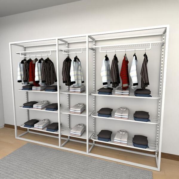 Closet Araras, Guarda Roupas Aberto Industrial Com 21 Peças B