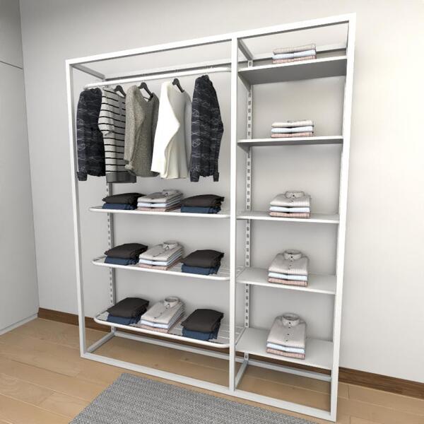 Closet Araras, Guarda Roupas Aberto Industrial Com 21 Peças B