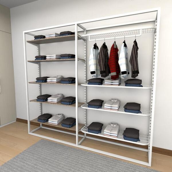 Closet Araras, Guarda Roupas Aberto Industrial Com 21 Peças B