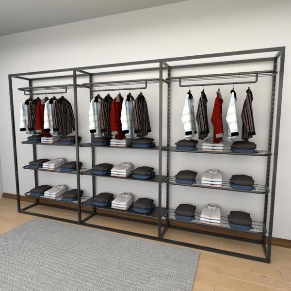 Closet Araras, Guarda Roupas Aberto Industrial Com 21 Peças P