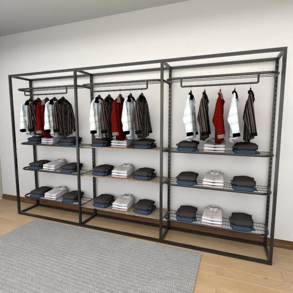 Closet Araras, Guarda Roupas Aberto Industrial Com 21 Peças P