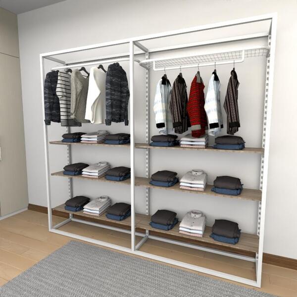 Closet Araras, Guarda Roupas Aberto Industrial Com 22 Peças B