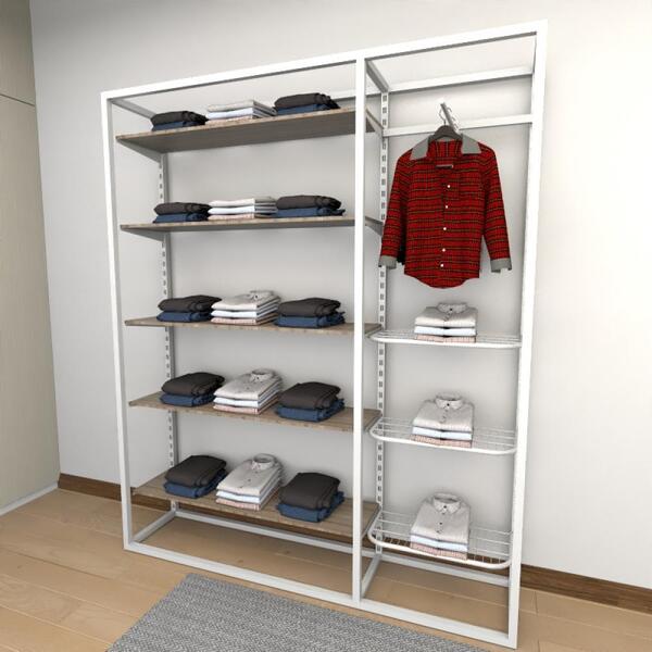 Closet Araras, Guarda Roupas Aberto Industrial Com 22 Peças B