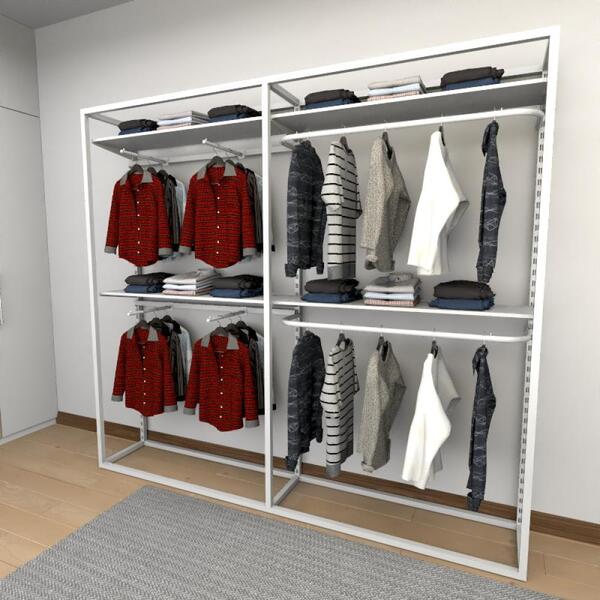 Closet Araras, Guarda Roupas Aberto Industrial Com 22 Peças B