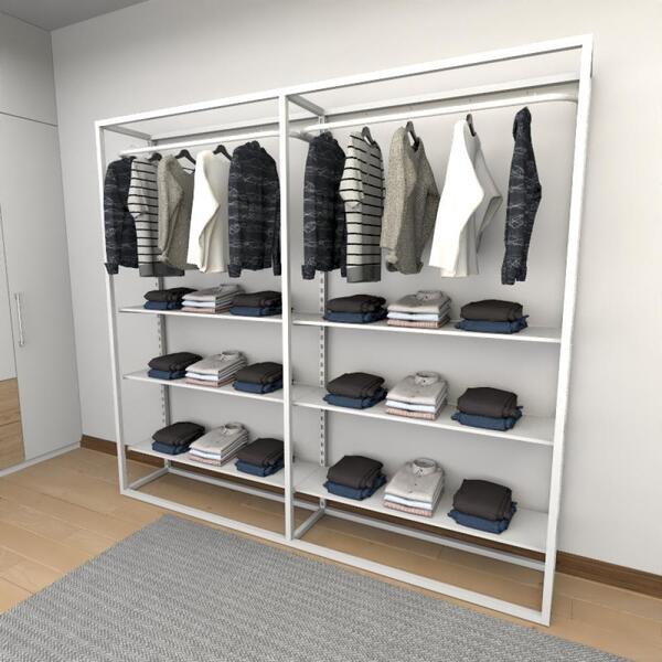 Closet Araras, Guarda Roupas Aberto Industrial Com 22 Peças B