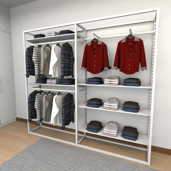 Closet Araras, Guarda Roupas Aberto Industrial Com 22 Peças B