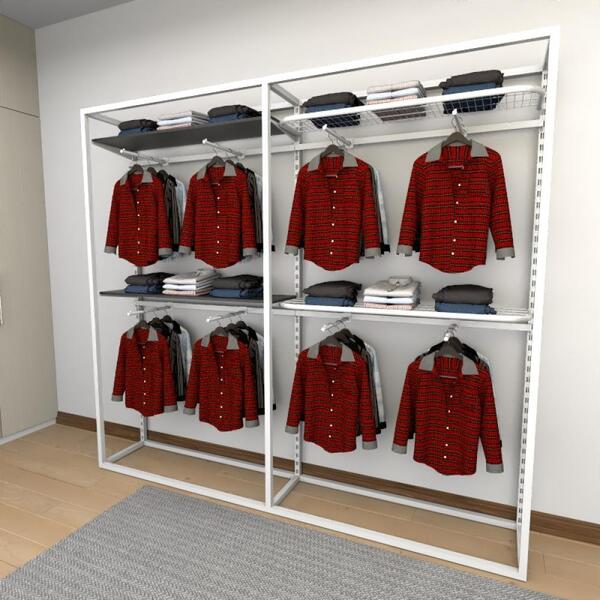 Closet Araras, Guarda Roupas Aberto Industrial Com 22 Peças B