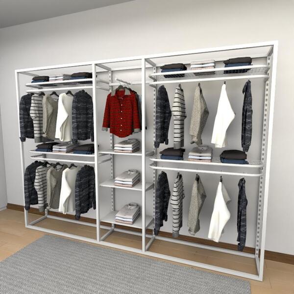 Closet Araras, Guarda Roupas Aberto Industrial Com 22 Peças B