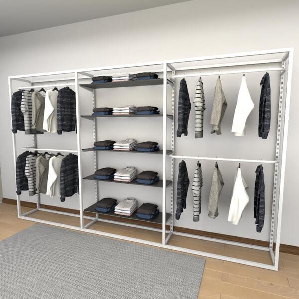 Closet Araras, Guarda Roupas Aberto Industrial Com 22 Peças B