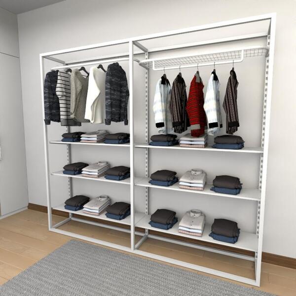 Closet Araras, Guarda Roupas Aberto Industrial Com 22 Peças B