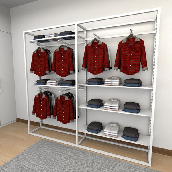 Closet Araras, Guarda Roupas Aberto Industrial Com 22 Peças B