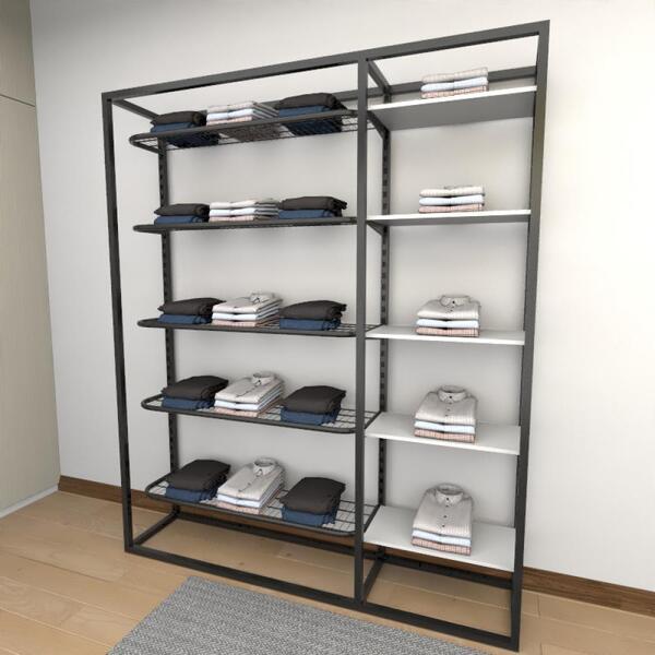 Closet Araras, Guarda Roupas Aberto Industrial Com 22 Peças P