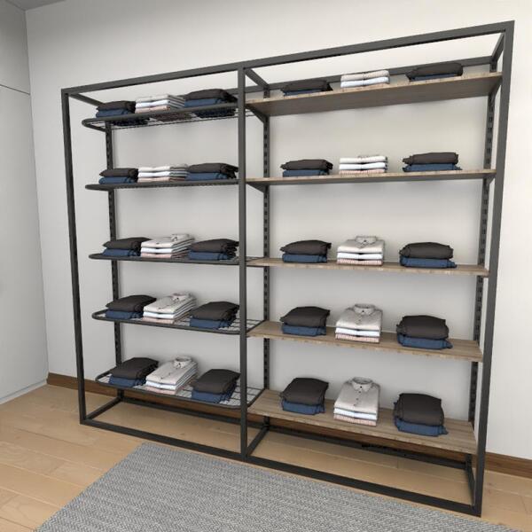 Closet Araras, Guarda Roupas Aberto Industrial Com 22 Peças P