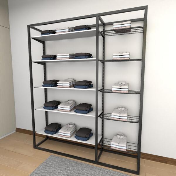 Closet Araras, Guarda Roupas Aberto Industrial Com 22 Peças P