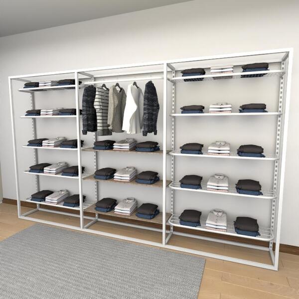 Closet Araras, Guarda Roupas Aberto Industrial Com 23 Peças B