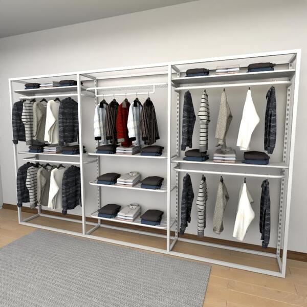 Closet Araras, Guarda Roupas Aberto Industrial Com 23 Peças B