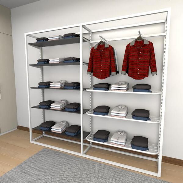 Closet Araras, Guarda Roupas Aberto Industrial Com 23 Peças B