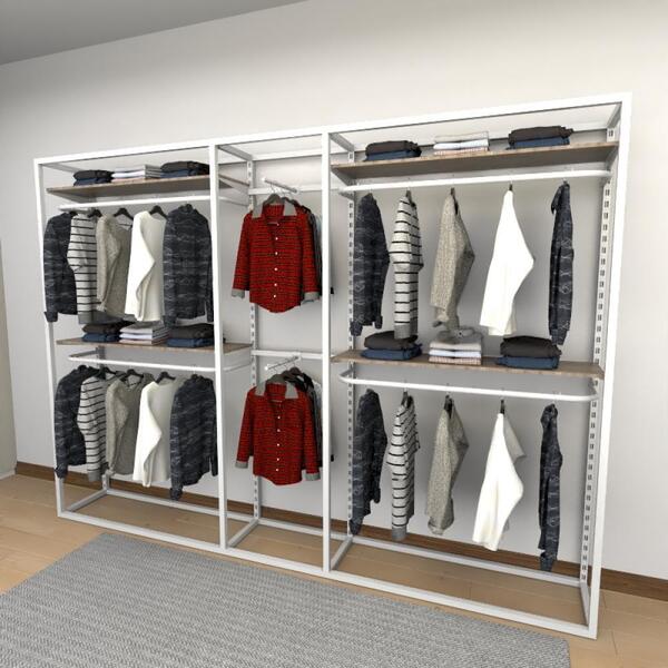 Closet Araras, Guarda Roupas Aberto Industrial Com 23 Peças B