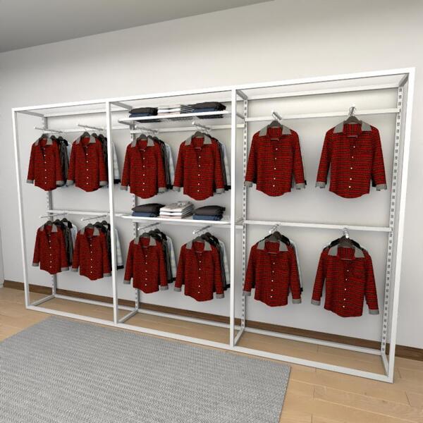 Closet Araras, Guarda Roupas Aberto Industrial Com 23 Peças B