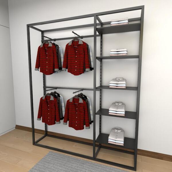 Closet Araras, Guarda Roupas Aberto Industrial Com 23 Peças P