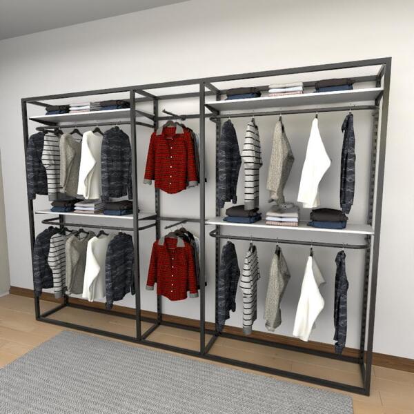 Closet Araras, Guarda Roupas Aberto Industrial Com 23 Peças P