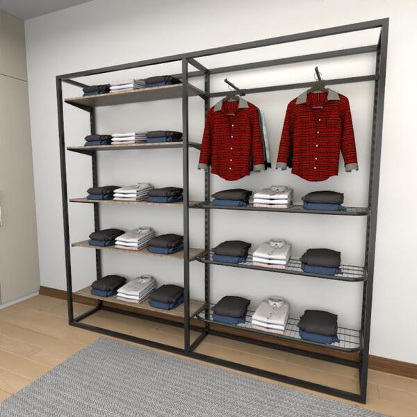 Closet Araras, Guarda Roupas Aberto Industrial Com 23 Peças P