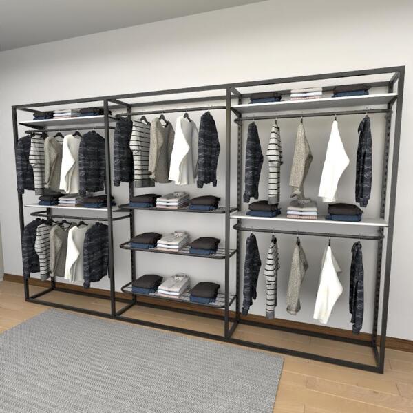 Closet Araras, Guarda Roupas Aberto Industrial Com 23 Peças P