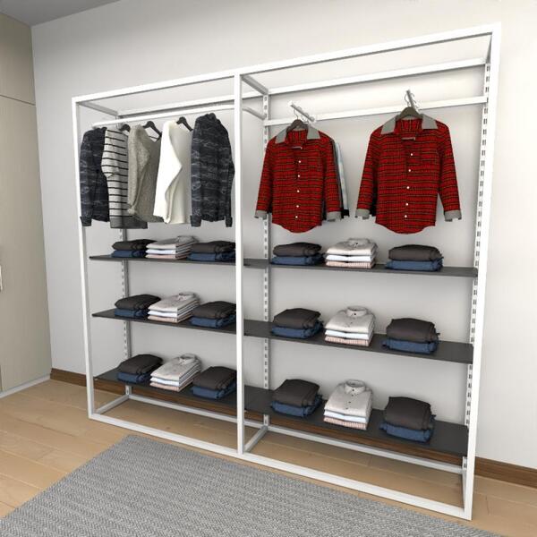 Closet Araras, Guarda Roupas Aberto Industrial Com 24 Peças B