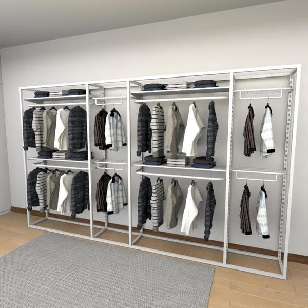 Closet Araras, Guarda Roupas Aberto Industrial Com 24 Peças B