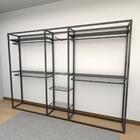 Closet Araras, Guarda Roupas Aberto Industrial Com 24 Peças P