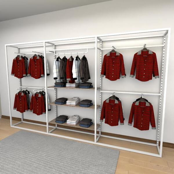 Closet Araras, Guarda Roupas Aberto Industrial Com 25 Peças B