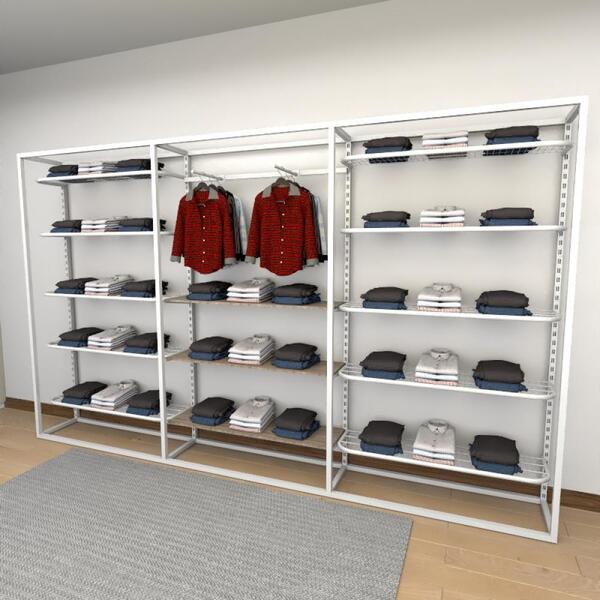 Closet Araras, Guarda Roupas Aberto Industrial Com 25 Peças B