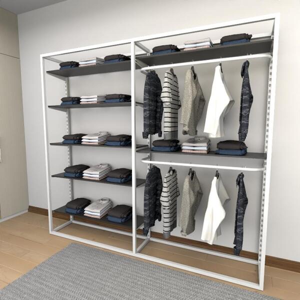 Closet Araras, Guarda Roupas Aberto Industrial Com 25 Peças B