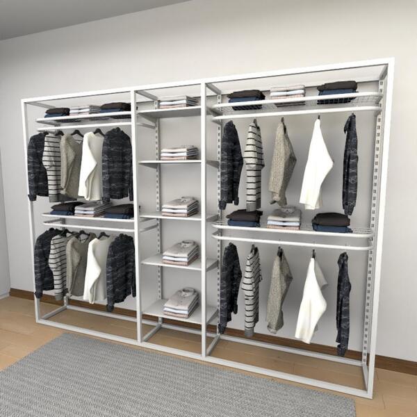 Closet Araras, Guarda Roupas Aberto Industrial Com 26 Peças B