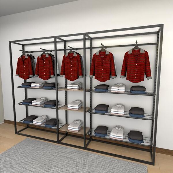 Closet Araras, Guarda Roupas Aberto Industrial Com 26 Peças P