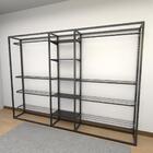 Closet Araras, Guarda Roupas Aberto Industrial Com 26 Peças P