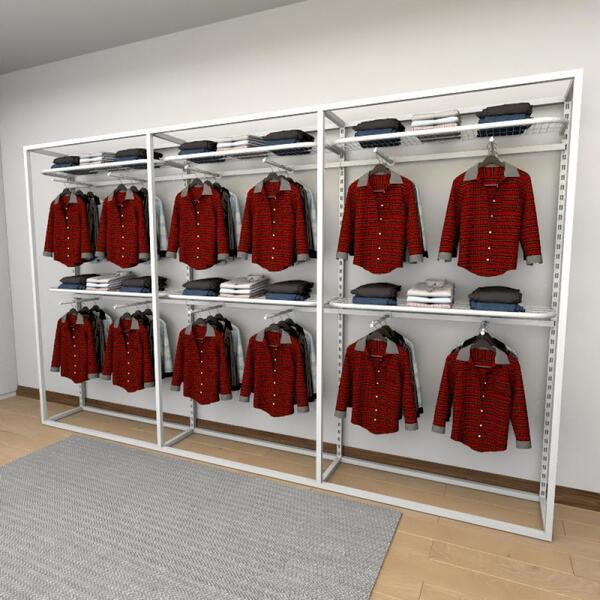 Closet Araras, Guarda Roupas Aberto Industrial Com 27 Peças B